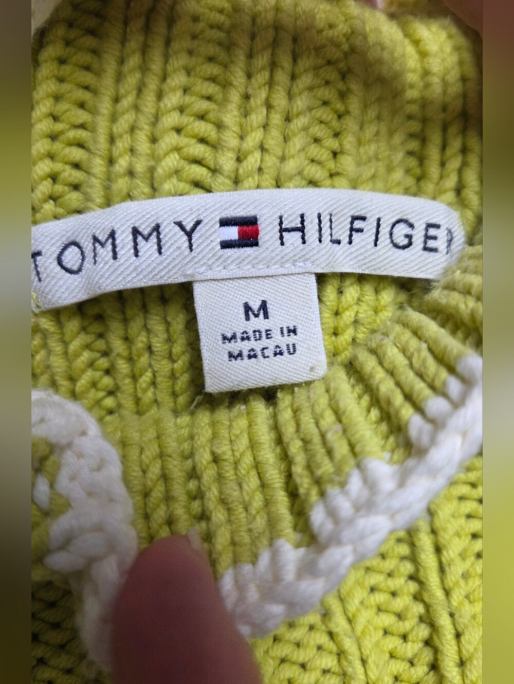 VTG 2005 Tommy Hilfiger Chunky Ribbed Knit Mock Neck Stripe Sweater Size Medium - Picture 7 of 8